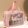 Bolsa de maquillaje estilo coreano con separación de seco y húmedo, PU a prueba de humedad, gran capacidad, bolsa impermeable portátil para almacenamiento de cosméticos y artículos de tocador para viajes