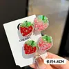 Novo Clip de Cabelo de Morango Pêssego Strass Fofo Infantil Coreano Clip Bico de Pato Desenho Animado Presilha Lateral Doce Acessório de Cabelo