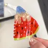 Presilha de Cabelo Criativa Estilo Férias Sorvete de Melancia Verão Desenho Animado Tubarão de Sorvete de Chocolate Acessório de Cabelo Meio Preso para Mulheres