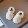 Zapatos Peludos Estilo Coreano para Niñas para Uso en Exteriores 2026 Otoño/Invierno Nuevos Zapatos de Algodón para Niños Doble Algodón con Borrego Zapatos para Bebé Mocasines