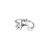 Anillo Dulce de Estrella y Luna Creciente para Mujer, Estilo Coreano, Único y de Moda, Versátil y Elegante, Anillo Abierto, Anillo de Dedo Índice de Moda