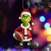 Decoración del Hogar de Acrílico Monstruo de Cabello Verde Adornos Producto Nuevo Transfronterizo Grinch Navideño Jugador de Fútbol Decoración Colgante para Árbol de Navidad