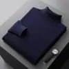 Clássico Outono e Inverno Alta Lapela Suéter de Lã Pulôver Masculino Cor Sólida Suéter de Base de Malha Casual Top de Negócios