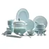Juego de Vajilla de Cerámica de Alta Temperatura Bajo Esmalte de Jingdezhen, Juego Exquisito de Cuencos y Platos Color Verde Sombra, Porcelana de Alto Blanco para el Hogar, Fácil de Limpiar, Para Regalo