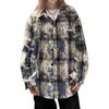 Camisa de Cuadros Tie-Dye Estilo Retro Americano para Hombre, Camisa de Manga Larga de Alta Gama para Primavera y Otoño, Chaqueta de Tendencia Nicho para Pareja