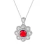 Popular Exquisito Collar Colgante de Flor con Micro-Incustaciones de Circonita Roja Set de Anillo y Pendientes Estilo Palacio para Mujer de Aliexpress