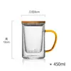 Copo de chá de vidro resistente ao calor com separador de chá, copo de chá espessado com tampa e filtro, copo de água especial pessoal com alça
