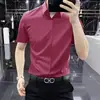 Camisa fina de manga corta para hombre, italiana de alta calidad, sin planchar, antiarrugas, para verano, corte slim, de seda helada, casual de negocios