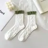 Calcetines blancos para mujer de media pantorrilla, a la moda, combinan con todo, primavera y verano, finos, lindos, estilo japonés, estudiantil, verde, celebridad de internet, calcetines largos