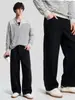 Pantalones de negocios rectos de lujo transfronterizos para hombre APO, corte relajado, estilo "old money", mezcla de algodón y lino, pantalones casuales holgados y versátiles