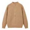 Jaqueta Cardigan de Tricô com Zíper para Homem, Primavera e Outono 2025, Toque de Luxo, Engrossado, Caimento Solto, Gola Alta, Suéter de Outerwear 805P60