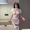 Uniforme de Navidad Disfraz de Enfermera Lencería Seductora Conjunto Sexy de Tres Puntos No Necesita Quitarse Correas Laterales Conjunto Sexy de Una Pieza Dropshipping