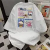 Camiseta de Manga Curta Tie-Dye com Estampa do Crayon Shin-Chan, Design Estilo Coreano, Unissex, Verão, Modelagem Slim, Top de Casal, Tendência