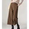 Calças Largas Cropped Quentes de Alta Qualidade, Nova Moda Inverno 2025 Calças Casuais de Lã Grossa para Mulheres