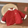 Moderna Felicitación de Año Nuevo Chaqueta Gruesa de Algodón para Niños con Forro de Felpa Bordada Invierno Bebé Abrigo de Invierno para Niñas Pequeñas