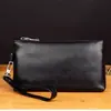 Nueva Bolsa de Almacenamiento Portátil para Hombre, Cuero Ultrasuave, Billetera Larga Sencilla, Bolso de Mano de Negocios a la Moda, Bolsa para Teléfono Móvil