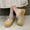 Zapatillas de media punta Baotou para mujer Verano para exterior 2025 Nuevo Todo-combinable Punta redonda Plano Zapatos de una sola capa Zapatos sin cordones Zapatos casuales