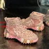 Novos Tênis Dad Shoes Europeus de Comércio Exterior com Solado de Durian e Strass para Mulheres, Tênis de Malha Respirável da Moda, Estilo Nicho, Tamanhos Grandes