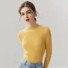 Suéter 100% caxemira pura, peça única sem costura feminina gola semi-alta, novo suéter slim fit de outono e inverno
