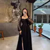 2026 Nuevo Sitio Web Independiente Transfronterizo Vestido Largo de Manga Larga con Encaje Estilo Europeo y Americano Ceñidor de Cintura Elegante Vestido Largo de Gala