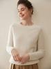 Otoño e Invierno Nuevo Suéter Grueso de Cuello Redondo de Cachemira Pura Suéter Pulóver de Manga Larga para Mujer Top Básico Tejido Simple