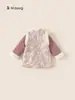 Vestido Hanfu de Invierno para Niñas, Nuevo Vestido Estilo Chino con Ribete de Felpa, Vestido Infantil para el Año Nuevo