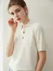 Tejido de punto POLO vintage para otoño e invierno hecho de tela de cachemir de primera calidad, ligero, suave y sencillo, con un cuello de solapa básico para mujer