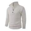Suéter de punto casual de estilo juvenil transfronterizo con solapa y botones, suéter de cuello alto pullover de moda para hombre europeo y americano, capa base para hombre