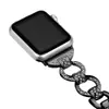 Para Apple Watch iwatch1/2/3/4/5/6/7 Geração Corrente de Aço Inoxidável Metal 8-palavras Pulseira com Diamante