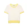 Za Cross-Border se especializa en Ropa para Mujer 2026 Verano Nuevo Casual Versátil Cuello Redondo Manga Corta Bloque de Color Rayas Tejido Top