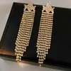 Brincos Vintage de Agulha Prateada com Tassel de Zircônia e Diamante, Brincos de Luxo Leve de Alta Qualidade, Acessórios de Orelha Exagerados Retrô