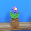 Mini Planta em Vaso Flor Pompom Tricotada à Mão Fio de Crochê Decoração de Painel de Carro Ornamento de Escritório