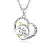 Collar con colgante de unicornio en forma de corazón bañado en plata, nuevo, transfronterizo, para mujer, nicho, letra grabada, joyería de separación de color, venta al por mayor