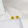 Aretes de Margarita Crisantemo Flor Blanca Pétalos de Girasol Plata Esterlina s925 Aretes de Pin para Mujer Coreano Súper Hada