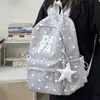 Mochila con estampado de lunares y estrellas, de estilo fresco y delicado, para niñas y estudiantes, adecuada para el uso diario y la escuela