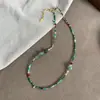 Collar de Piedra Natural Turquesa con Cuentas para Mujer Ágata Nuevo de Alta Gama Lujo Accesible Diseño de Nicho Cadena para Clavícula