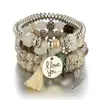 Joias Bohemianas da Moda Femininas Asas de Franja Eu Te Amo Pingente Conjunto de Pulseiras de Contas em Camadas com Franjas
