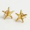 Pendientes de Estrella de Mar Transfronterizos Europeos y Americanos Más Vendidos Zirconia Microincrustada Moda de Nicho Elegantes con Estilo Joyería Simple Pendientes para Mujer