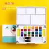 Conjunto de Tinta Aquarela Sólida com 12/18/24/36 Cores para Iniciantes com Pincel para Pintura Infantil