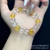 Pulsera Completa Jin Ba Da Cristal Amarillo Natural Ojo de Tigre Dorado Diseño de Cristal Amarillo Pulsera para Mujer Joyería Pulsera