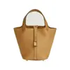 Bolso de Cesta de Verduras de Cuero Vegetal TC Importado Cosido con Cera Hecho a Mano picotin18/22cm Portátil Todo Fósforo Cubo Bolso de Mujer