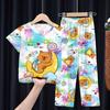 Nuevos Pijamas Infantiles Estilo Sudeste Asiático para Niñas, Manga Corta y Pantalón Largo para Primavera y Verano, Ropa de Casa para Niños, Ropa Delgada de Dibujos Animados para Aire Acondicionado