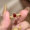 Anel Flor de Cabacinha Estilo Coreano, Design Extremamente Delicado e Simples, Empilhável e Versátil, Elegante Anel para Dedo Indicador Feminino
