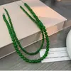 Colar de Contas de Calcedônia Verde Meida Corrente de Cauda em Prata Esterlina S925 Nova Chinoiserie Luxo Acessível Corrente de Clavícula de Nicho Novo Estilo 2024