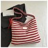 Bolsa de Lona Listrada 2025 Novo Estilo Coreano Ins Tote Bolsa Casual Ombro Único Grande Capacidade Relaxada Transversal