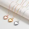 Collar con colgante de corazón de acero inoxidable pulido espejo para fotos con superficie brillante, puede contener fotos familiares, collar con colgante de corazón para fotos conmemorativas