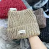 Gorro de Lana con Orejas de Gato para Mujer con Circunferencia de Cabeza Grande, Lindo Gorro Frío para Otoño e Invierno, Gorro de Punto de Felpa Engrosado a Prueba de Frío y Cálido
