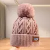 Gorro de Invierno para Mujer, Gorro de Punto Cálido Forrado de Felpa, Gorro de Punto de Moda con Pompón, Estilo Coreano, Versátil, Gorro Engrosado a Prueba de Frío