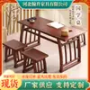 Nueva Mesa Tradicional de Aprendizaje Estilo Chino, Mesa Antigua de Caligrafía de Madera Maciza, Escritorio y Silla de Madera para Jardín de Infancia, Mesa Doble de Roble Vintage tipo Silla de Montar