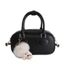 Bolsa Pequena Texturizada de Luxo para Mulheres 2024 Nova Bolsa de Mão Retrô Bolsa Bowling Design Boston Bolsa Transversal para o Dia a Dia